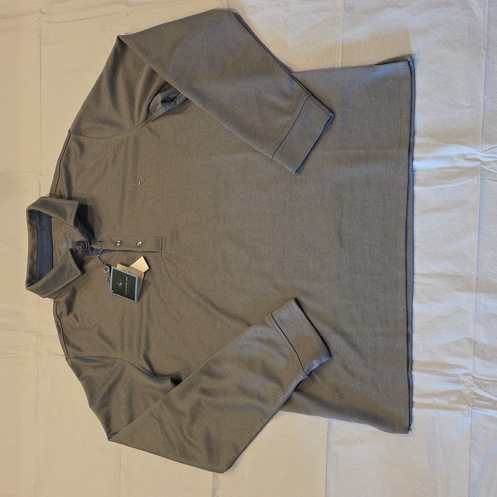 Tailorbyrd NWT Men's Gray Performance‎ Long Sleeve Modal Polo Shirt XL - Picture 2 of 13